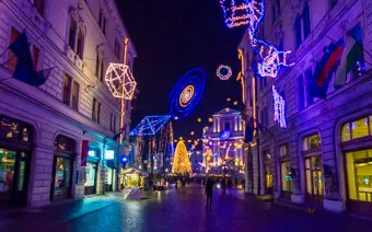 Decorazioni natalizie a Lubiana, Slovenia